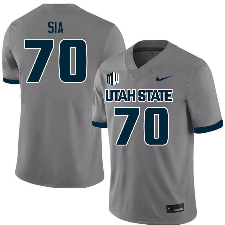 Utah State Aggies #70 Jr Sia College Football Jerseys Stitched Sale-Grey
